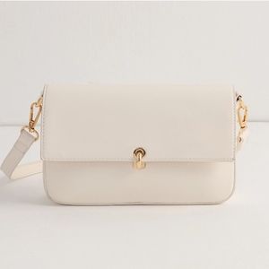 Pretty VEGAN leather shoulder bag in CREAMY VANILLA elegant MUST HAVE!